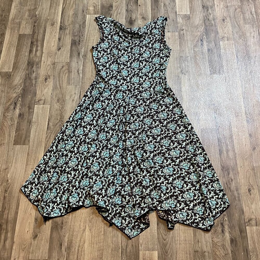 Vintage Nine West Floral Handkerchief Sleeveless Dress Size Large